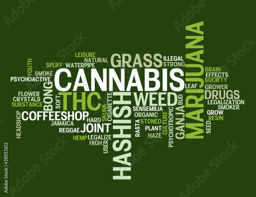 "CANNABIS" Tag Cloud (marijuana grass weed hashish joint drugs)