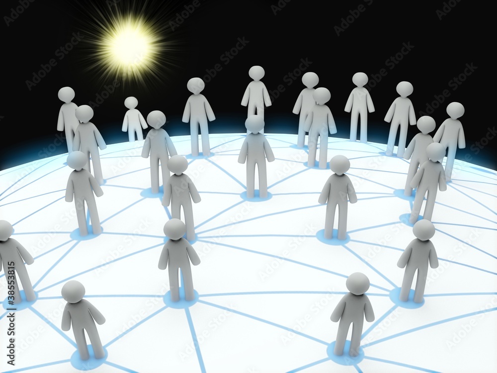 Social network connection concept, abstract 3d planet Social network connection concept, abstract 3d planet