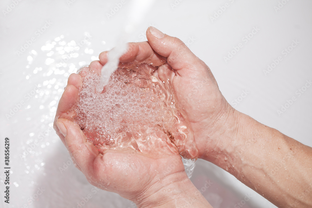Hands and water. Hands and water.