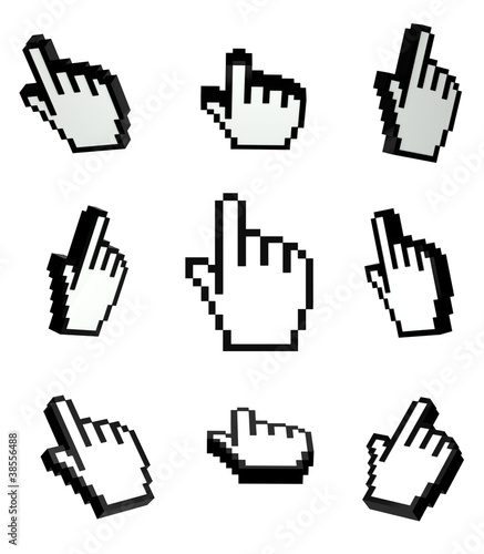 3d Hand cursors icon navigation set