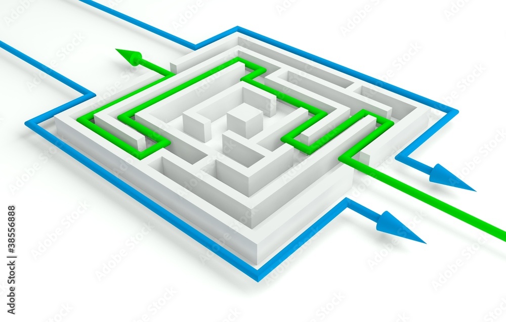 Several Solutions to the Maze, 3d Business Concept Several Solutions to the Maze, 3d Business Concept