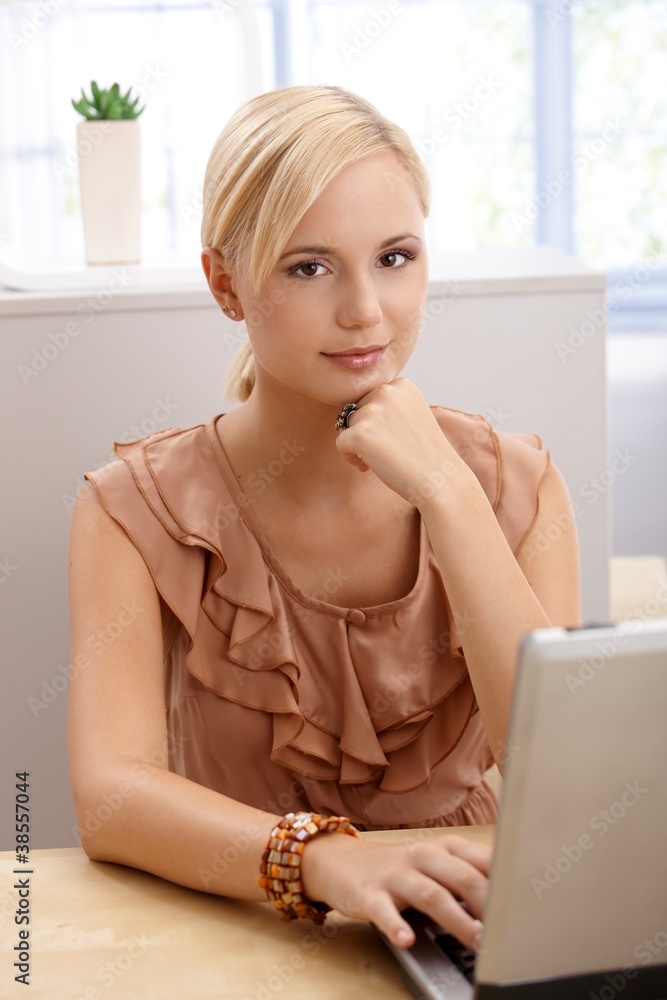 Office worker woman with computer Office worker woman with computer