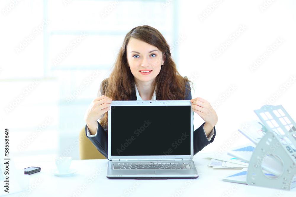 Nice business woman in the office, representation Nice business woman in the office, representation