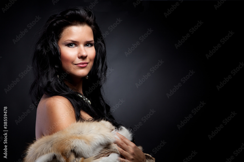 Portrait of stylish woman in fur Portrait of stylish woman in fur