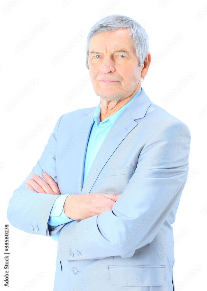 Closeup portrait of a smart senior man smiling Closeup portrait of a smart senior man smiling