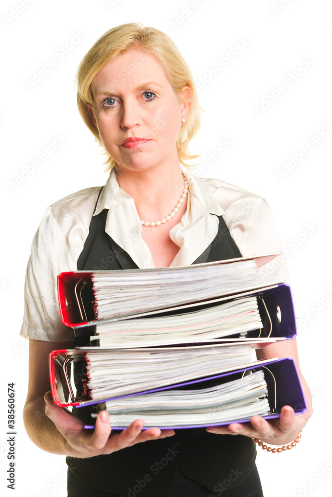 Woman and folders Woman and folders