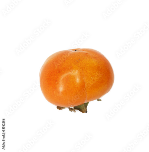 Orange ripe persimmon isolated on white background