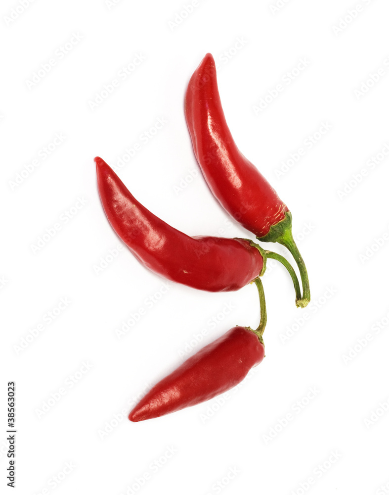 three hot chili peppers
