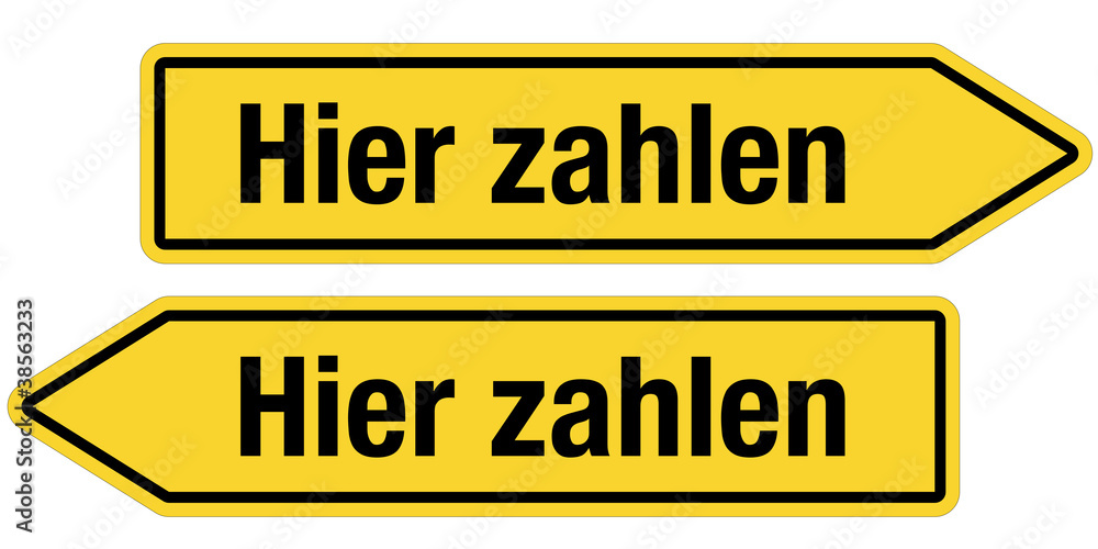 2 Pfeilschilder gelb HIER ZAHLEN 2 Pfeilschilder gelb HIER ZAHLEN