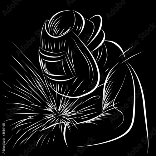 Welder Scratchboard Style