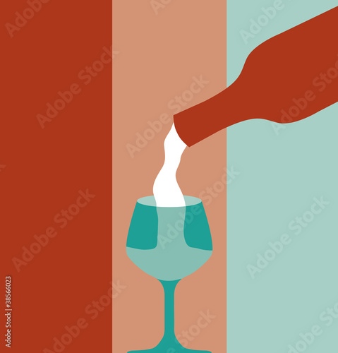 Illustration of liquid pouring from bottle