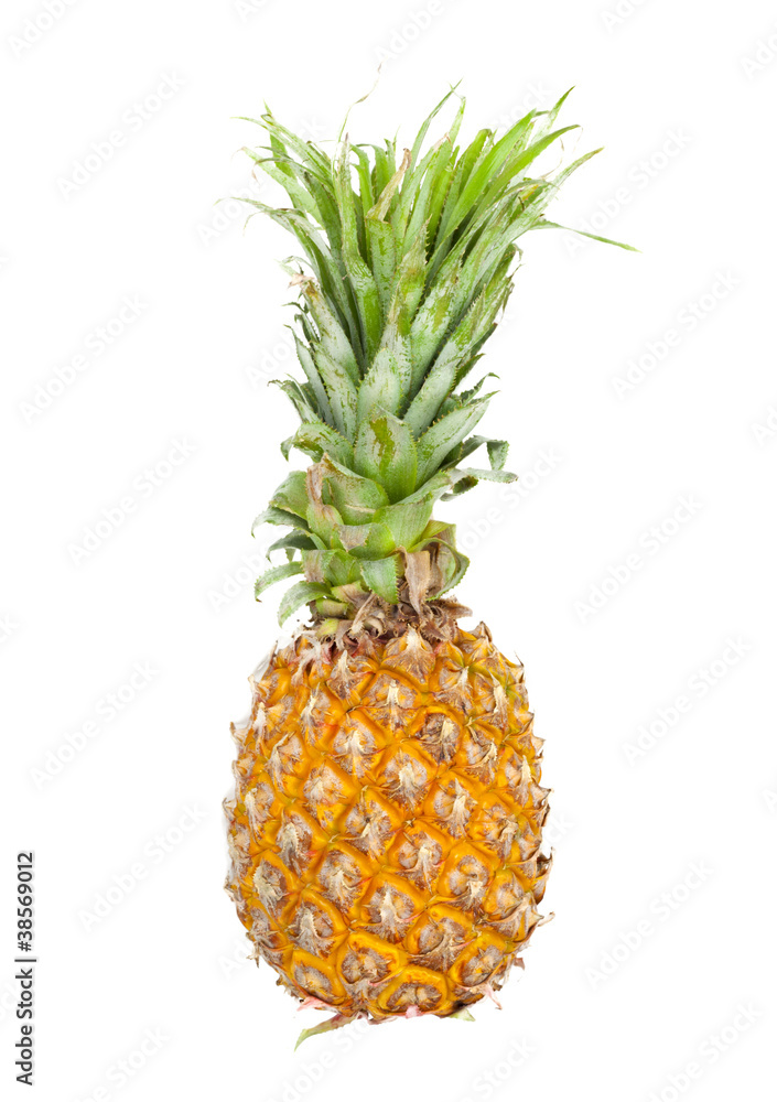ripe pineapple isolated on white