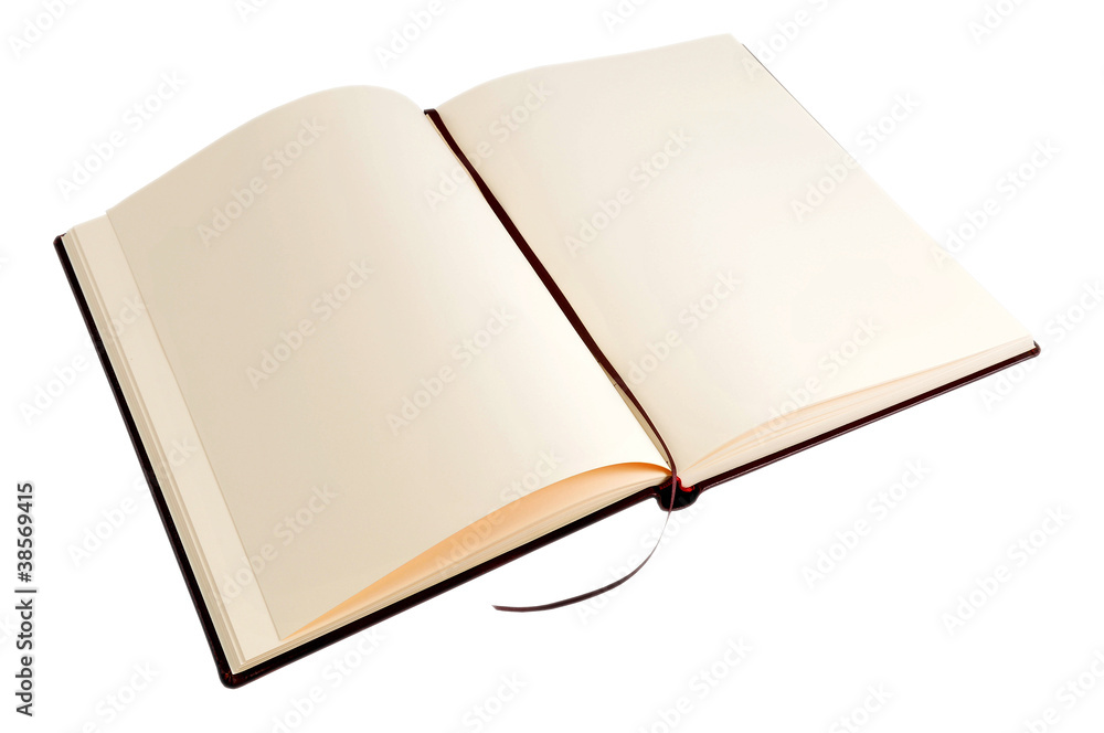 Open book with blank beige pages Open book with blank beige pages