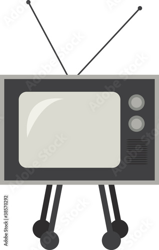 Isolated retro television on rollers