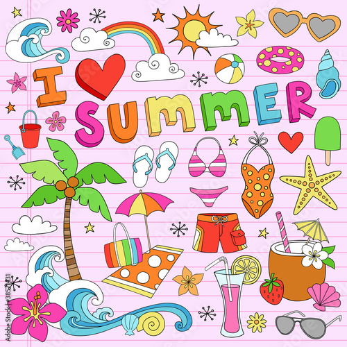 I Love Summer Vacation Notebook Doodles