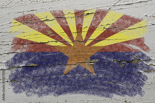 flag of US state of arizona on grunge wooden texture precise pai photo