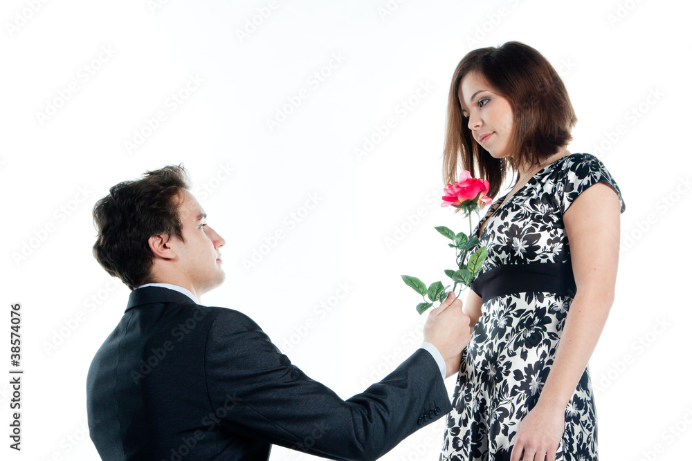 man gives a woman flowers man gives a woman flowers