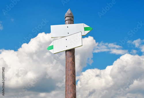 Tourist signs - sky background