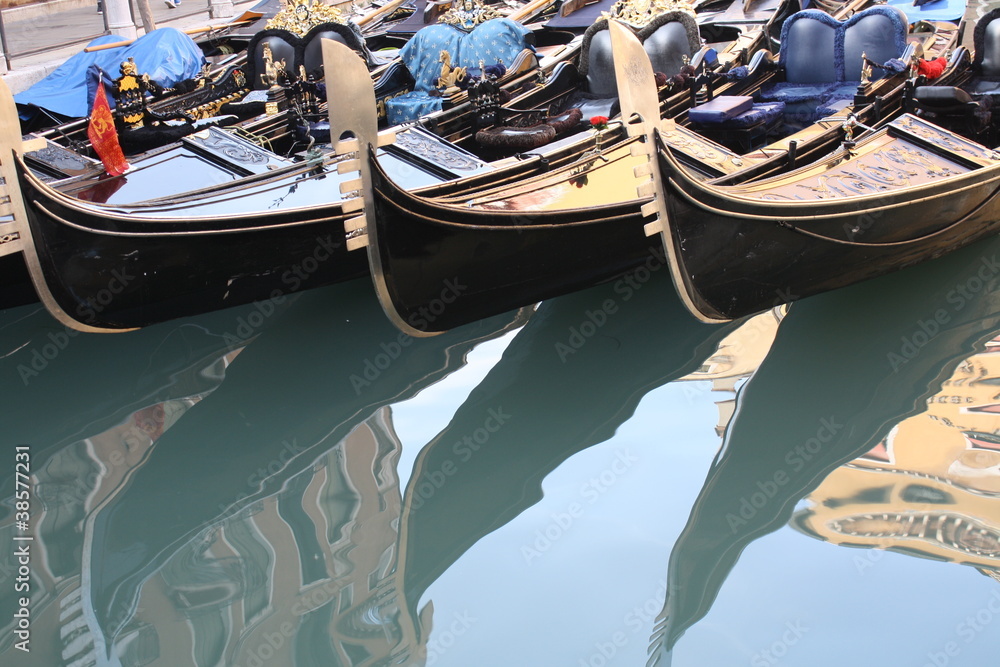 Venetian gondola parked near San Marco square (Venice, Italy)