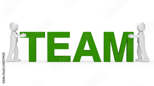 business men green team word