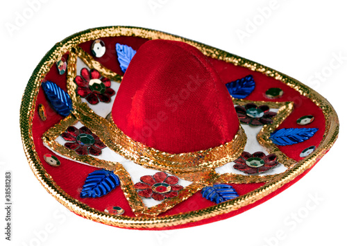 Colorful mexican sombrero isolated on white