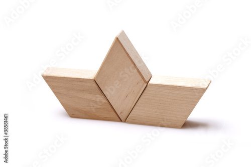 Wooden toy blocks on white background