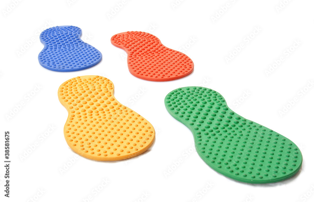 massage rubber footprint on white background massage rubber footprint on white background