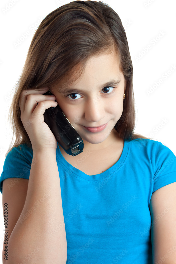 Beautiful small hispanic girl talking on the phone Beautiful small hispanic girl talking on the phone