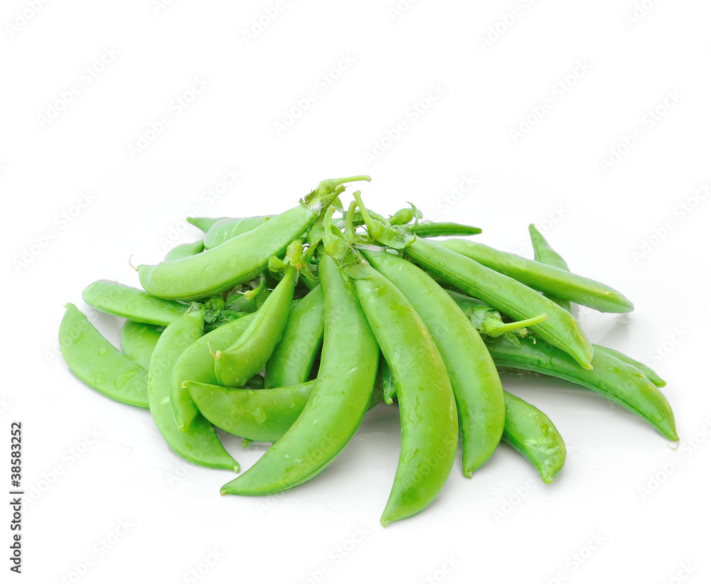 Pods of green peas sweet on a white background Pods of green peas sweet on a white background