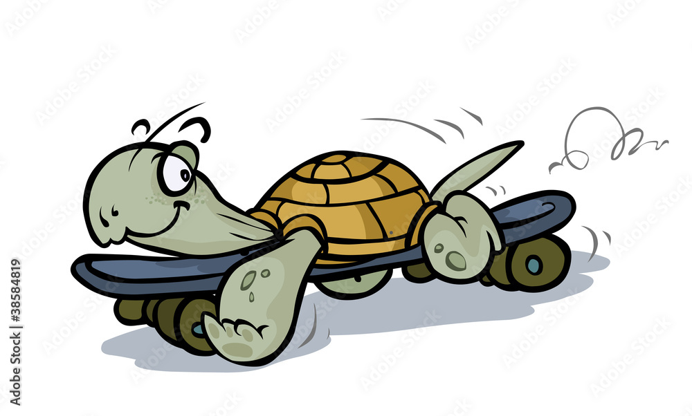 Cartoon Turtle on Skateboard. Stock Vector | Adobe Stock