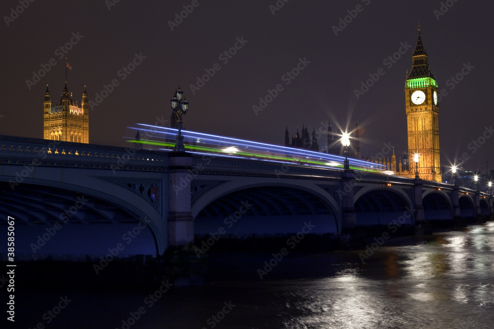 Houses of Parliament and Westminster Bridge at Night