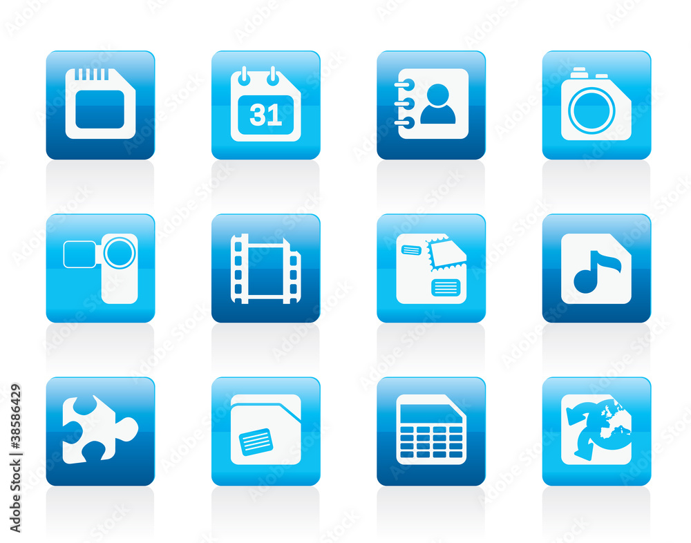 Mobile Phone, Computer and Internet Icons Mobile Phone, Computer and Internet Icons
