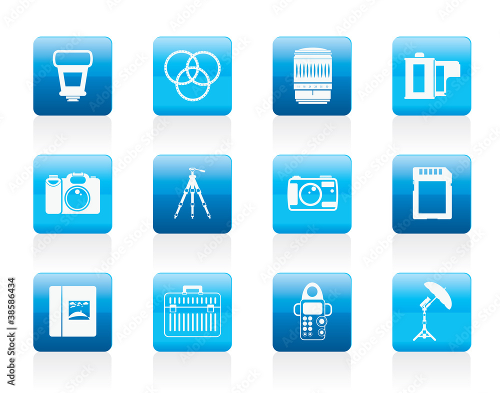 Photography equipment icons - vector icon set Photography equipment icons - vector icon set
