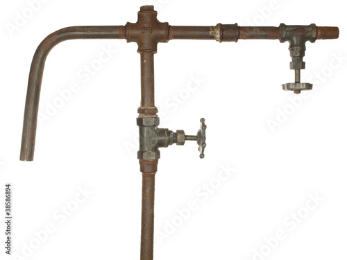 A fragment of the old water conduit consisting of pipes, fitting