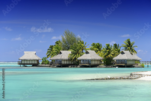 Overwater bungalows in Moorea, French Polynesia