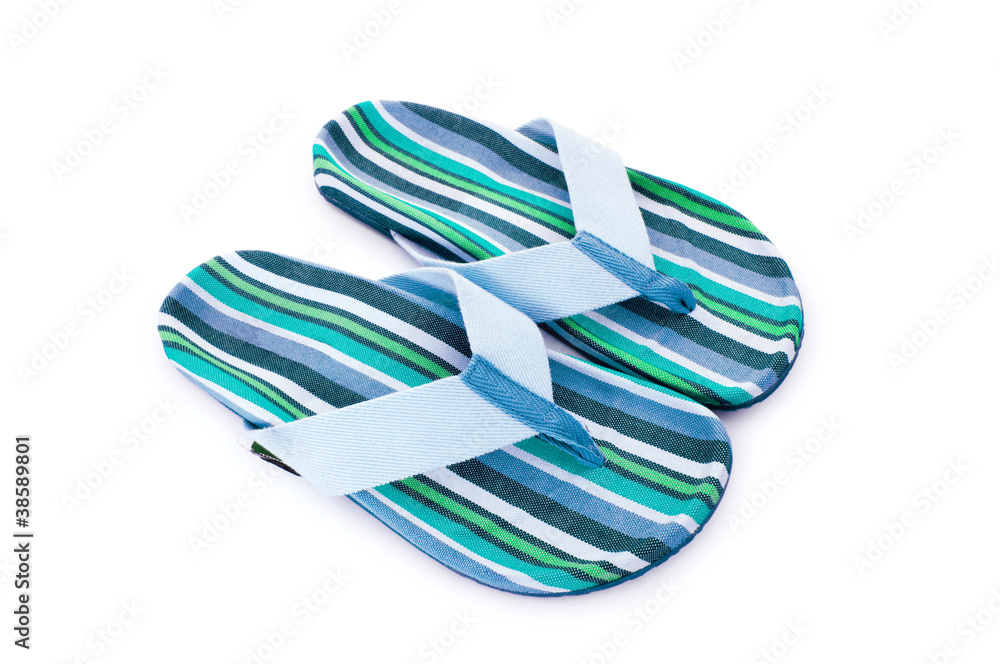 Fototapeta premium Summer colourful shoes on white