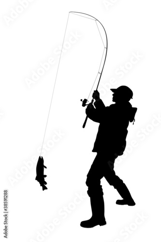 Fotografia fisherman catching a fish