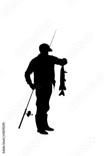 fisherman catching a pike