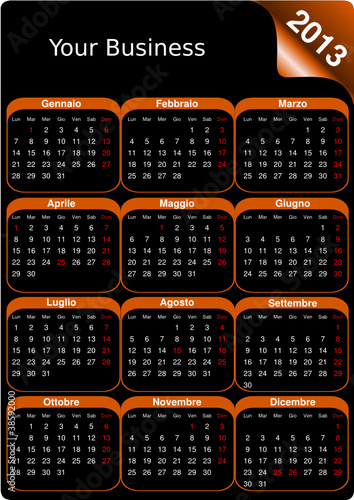 Calendario italiano 2013 a scopo commerciale (vettoriale)