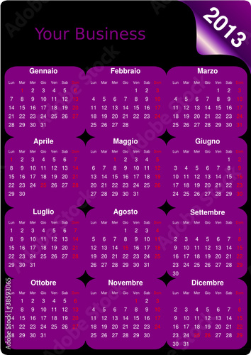 Calendario italiano 2013 a scopo commerciale (vettoriale)