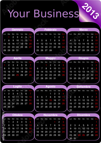 Calendario italiano 2013 a scopo commerciale (vettoriale)