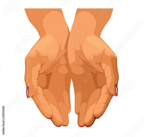 Women's hands are connected together