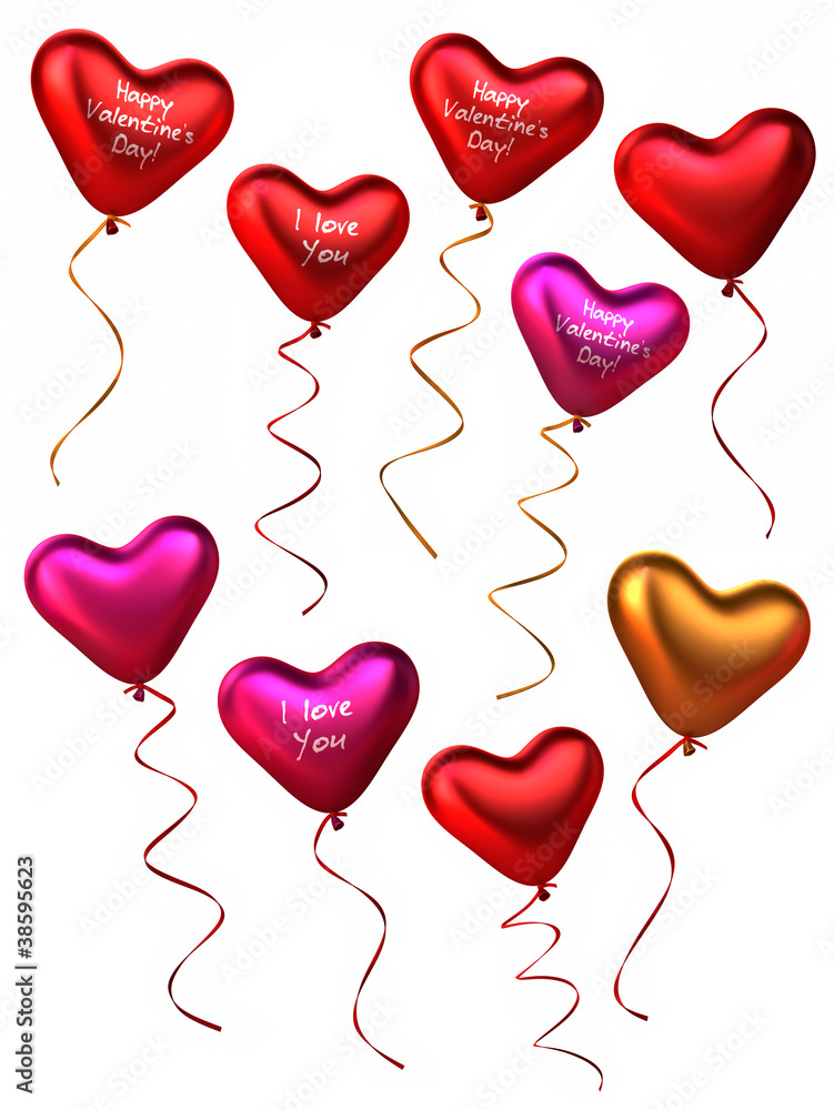 3D Collection of heart shape balloons