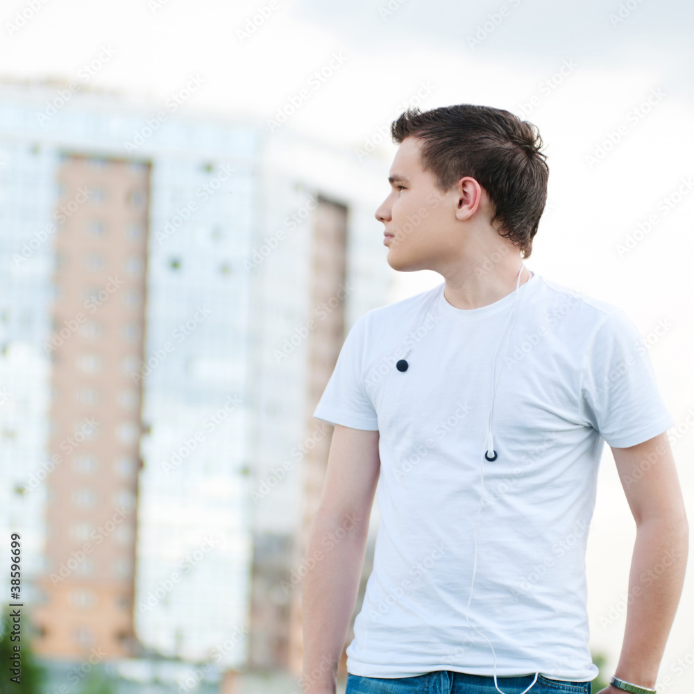 Portrait of young attractive man at park Portrait of young attractive man at park