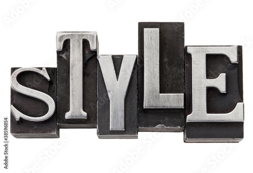 style word in metal type photo