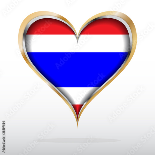 Vector illustration of Thai flag in golden heart