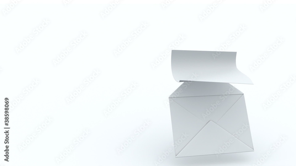 Sheet of paper flying from envelope