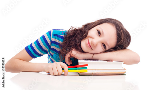 schoolgril with books photo