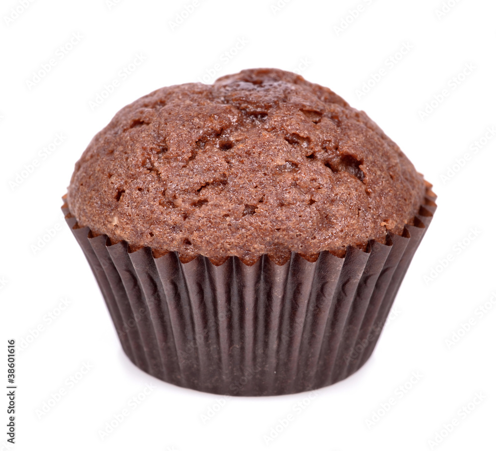 Chocolate muffin isolated on white background Chocolate muffin isolated on white background
