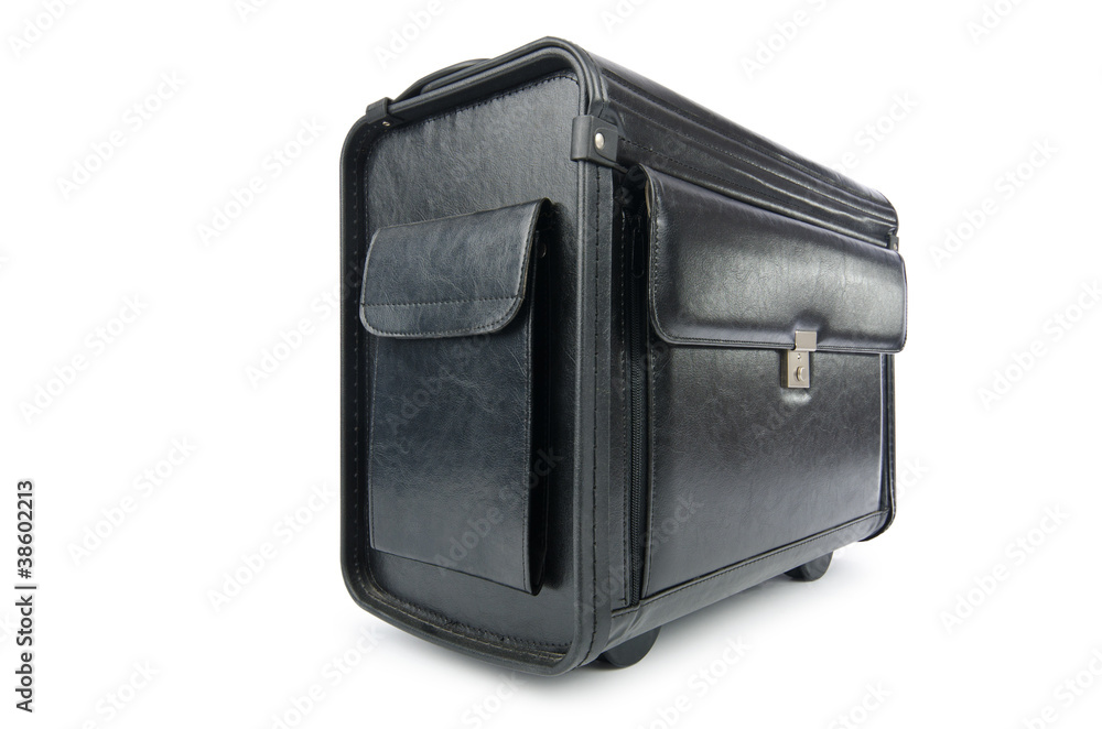 Travel concept with suitcase on white Travel concept with suitcase on white